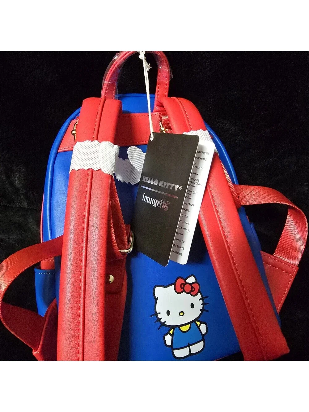 Loungefly Hello Kitty On A Plane Mini Sequin Zip Backpack Blue Red Pocket NWT